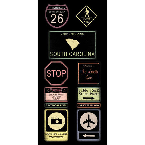 Scrapbook Customs - United States Collection - South Carolina - Cardstock Stickers - Road Signs