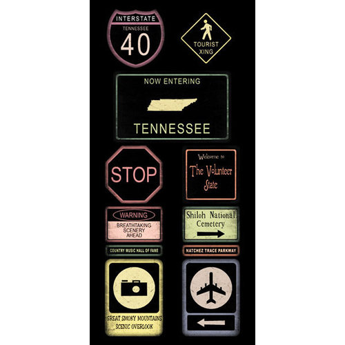 Scrapbook Customs - United States Collection - Tennessee - Cardstock Stickers - Road Signs