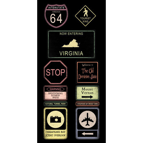 Scrapbook Customs - United States Collection - Virginia - Cardstock Stickers - Road Signs