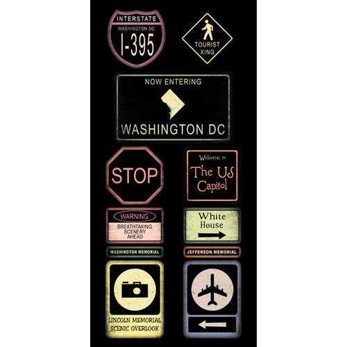 Scrapbook Customs - United States Collection - Washington DC - Cardstock Stickers - Road Signs