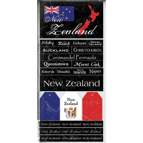 Scrapbook Customs - World Collection - New Zealand - Cardstock Stickers - Scratchy