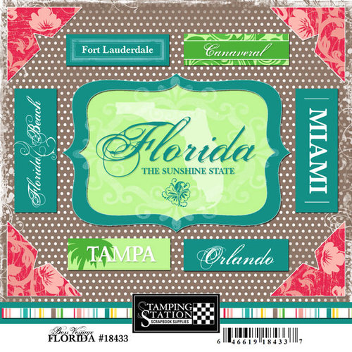 Scrapbook Customs - United States Collection - Florida - Cardstock Stickers - Bon Voyage