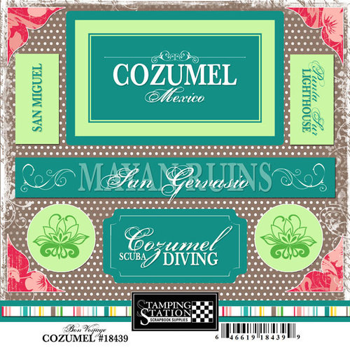 Scrapbook Customs - World Collection - Mexico - Cardstock Stickers - Cozumel - Bon Voyage