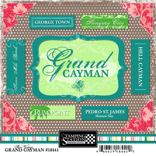 Scrapbook Customs - World Collection - Grand Cayman - Cardstock Stickers - Bon Voyage