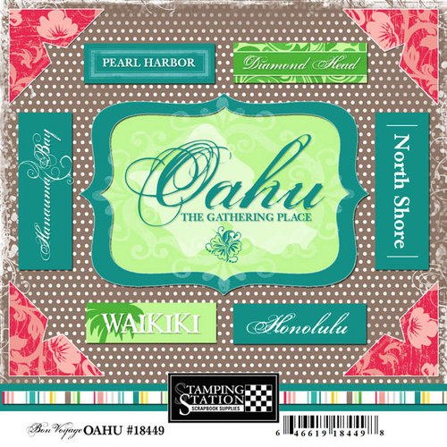 Scrapbook Customs - United States Collection - Hawaii - Cardstock Stickers - Oahu - Bon Voyage