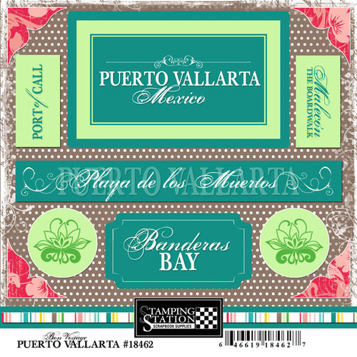 Scrapbook Customs - World Collection - Mexico - Cardstock Stickers - Puerto Vallarta - Bon Voyage