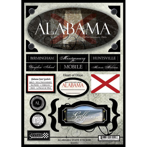 Scrapbook Customs - United States Collection - Alabama - State Cardstock Stickers - Travel