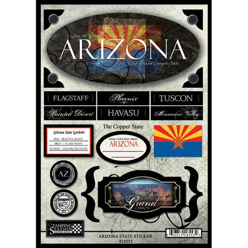 Scrapbook Customs - United States Collection - Arizona - State Cardstock Stickers - Travel