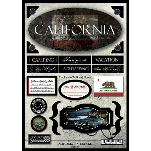 Scrapbook Customs - United States Collection - California - State Cardstock Stickers - Travel