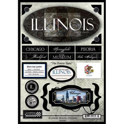 Scrapbook Customs - United States Collection - Illinois - State Cardstock Stickers - Travel