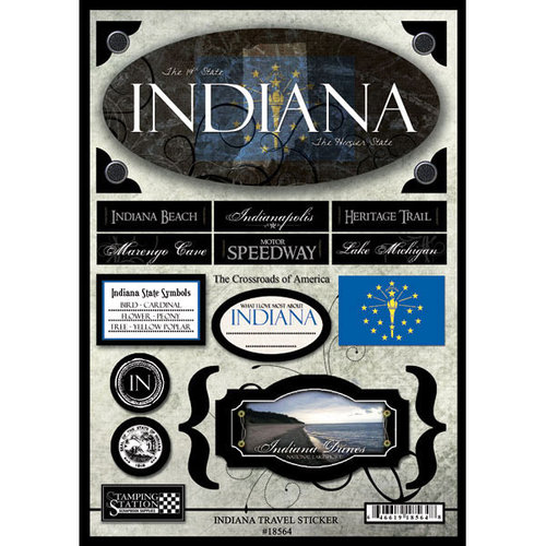 Scrapbook Customs - United States Collection - Indiana - State Cardstock Stickers - Travel