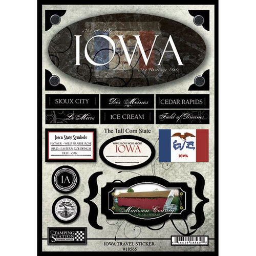 Scrapbook Customs - United States Collection - Iowa - State Cardstock Stickers - Travel