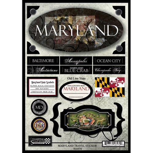 Scrapbook Customs - United States Collection - Maryland - State Cardstock Stickers - Travel