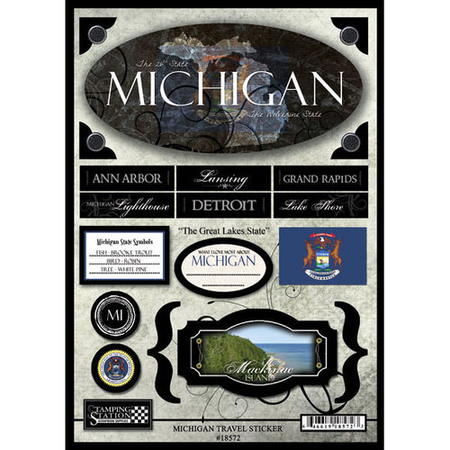 Scrapbook Customs - United States Collection - Michigan - State Cardstock Stickers - Travel