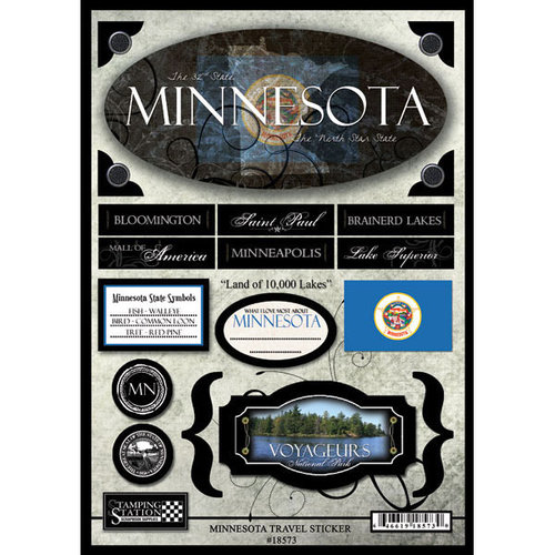 Scrapbook Customs - United States Collection - Minnesota - State Cardstock Stickers - Travel