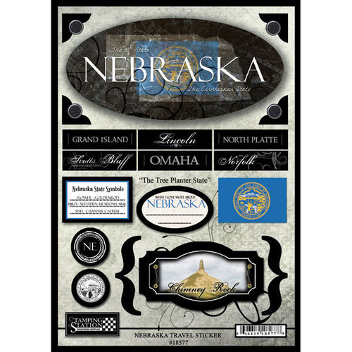 Scrapbook Customs - United States Collection - Nebraska - State Cardstock Stickers - Travel