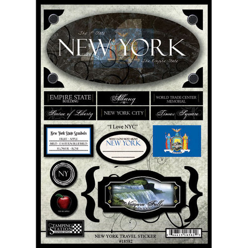 Scrapbook Customs - United States Collection - New York - State Cardstock Stickers - Travel