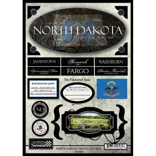 Scrapbook Customs - United States Collection - North Dakota - State Cardstock Stickers - Travel