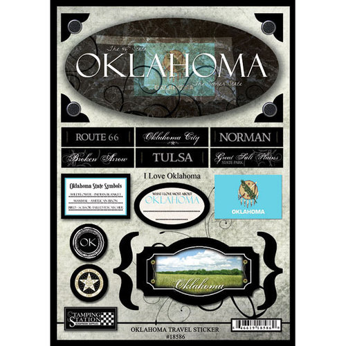 Scrapbook Customs - United States Collection - Oklahoma - State Cardstock Stickers - Travel