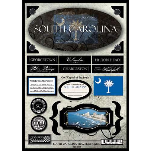 Scrapbook Customs - United States Collection - South Carolina - State Cardstock Stickers - Travel