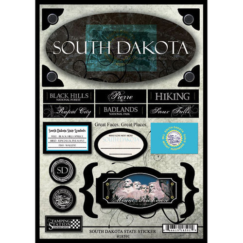 Scrapbook Customs - United States Collection - South Dakota - State Cardstock Stickers - Travel