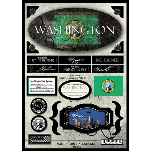 Scrapbook Customs - United States Collection - Washington - State Cardstock Stickers - Travel