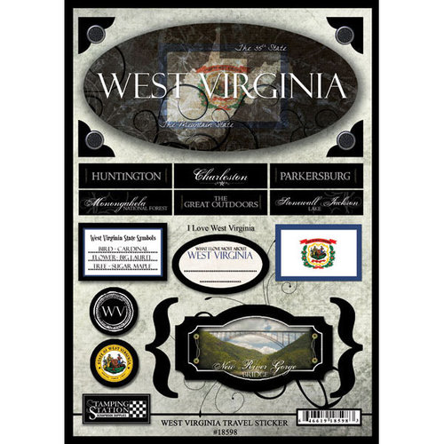 Scrapbook Customs - United States Collection - West Virginia - State Cardstock Stickers - Travel