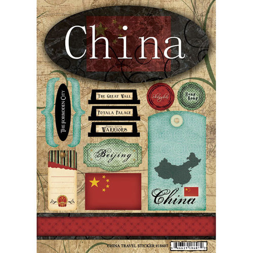 Scrapbook Customs - World Collection - China - Cardstock Stickers - Travel