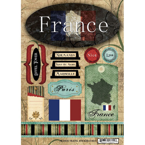 Scrapbook Customs - World Collection - France - Cardstock Stickers - Travel