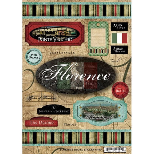 Scrapbook Customs - World Collection - Cardstock Stickers - Florence Travel