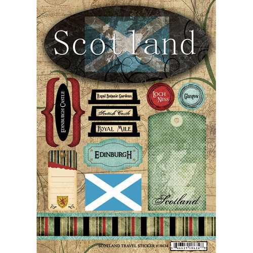World Collection - Cardstock Stickers - Scotland Travel - Scrapbook Customs