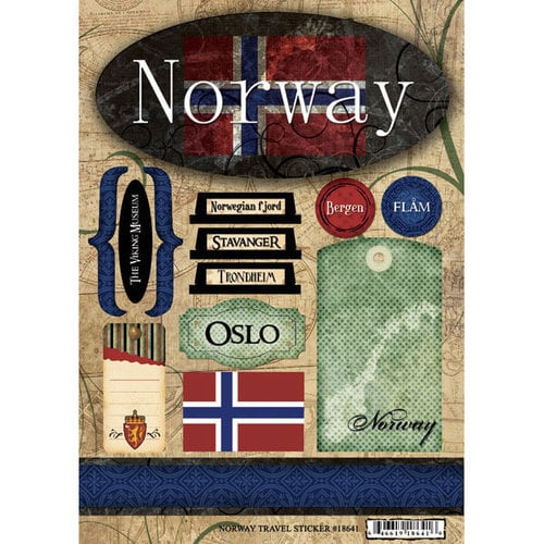 Scrapbook Customs - World Collection - Cardstock Stickers - Norway Travel