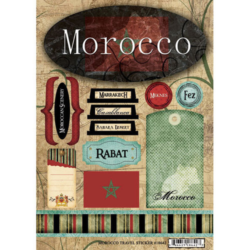Scrapbook Customs - World Collection - Morocco - Cardstock Stickers - Travel