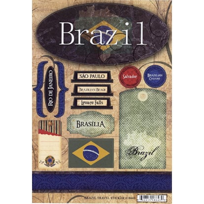 Scrapbook Customs - World Collection - Brazil - Cardstock Stickers - Travel