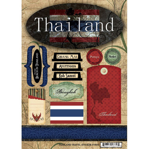 Scrapbook Customs - World Collection - Thailand - Cardstock Stickers - Travel