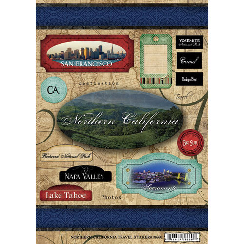 Scrapbook Customs - United States Collection - California - Cardstock Stickers - Travel - Northern California