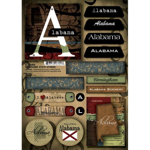 Scrapbook Customs - United States Collection - Alabama - Cardstock Stickers - Patchwork