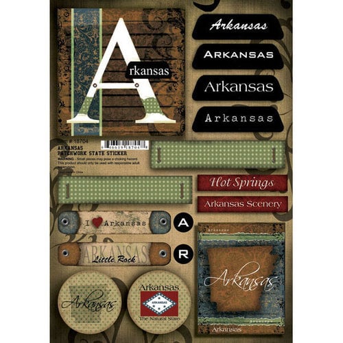 Scrapbook Customs - United States Collection - Arkansas - Cardstock Stickers - Patchwork