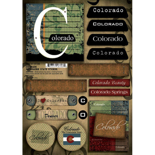 Scrapbook Customs - United States Collection - Colorado - Cardstock Stickers - Patchwork