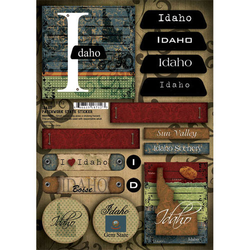 Scrapbook Customs - United States Collection - Idaho - Cardstock Stickers - Patchwork