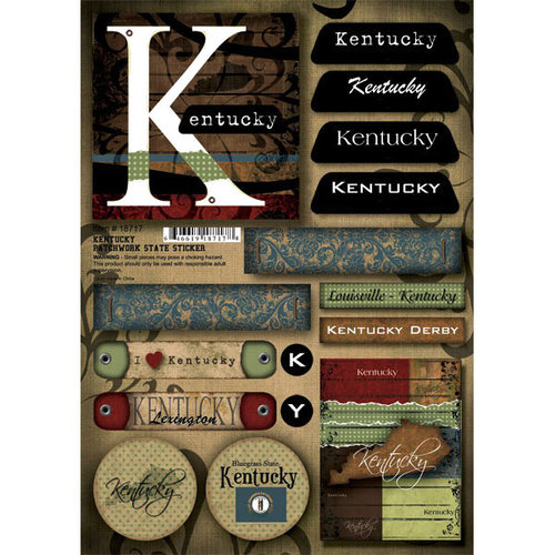 Scrapbook Customs - United States Collection - Kentucky - Cardstock Stickers - Patchwork