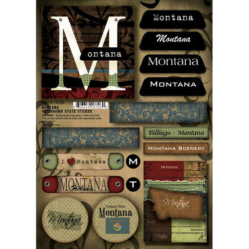 Scrapbook Customs - United States Collection - Montana - Cardstock Stickers - Patchwork
