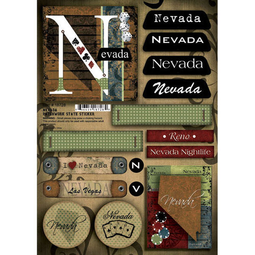 Scrapbook Customs - United States Collection - Nevada - Cardstock Stickers - Patchwork