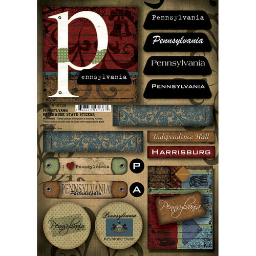 Scrapbook Customs - United States Collection - Pennsylvania - Cardstock Stickers - Patchwork