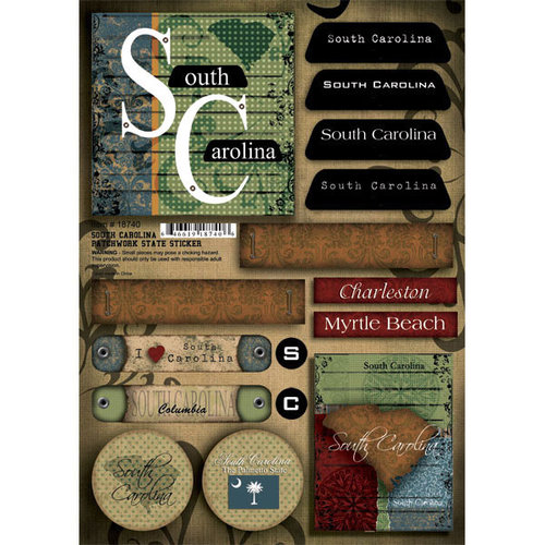 Scrapbook Customs - United States Collection - South Carolina - Cardstock Stickers - Patchwork