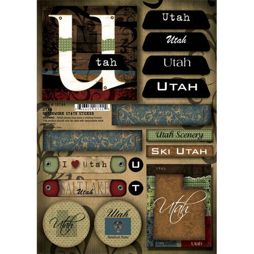 Scrapbook Customs - United States Collection - Utah - Cardstock Stickers - Patchwork