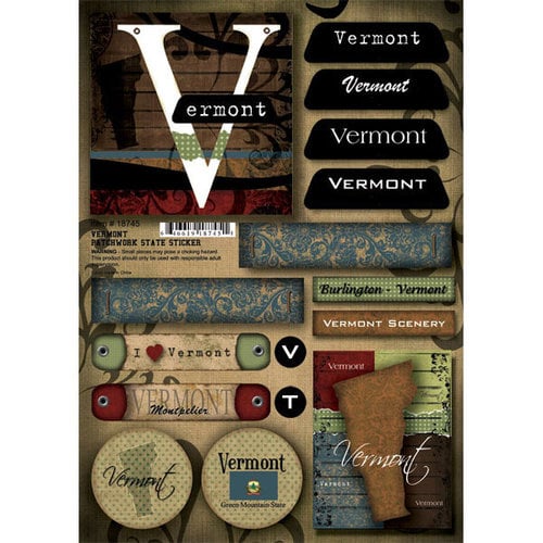 Scrapbook Customs - United States Collection - Vermont - Cardstock Stickers - Patchwork