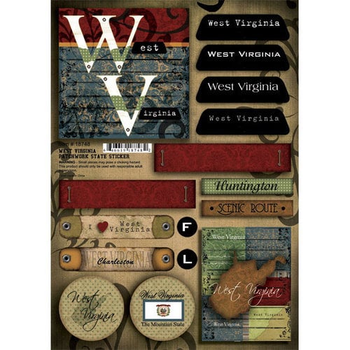 Scrapbook Customs - United States Collection - West Virginia - Cardstock Stickers - Patchwork