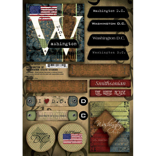 Scrapbook Customs - United States Collection - Washington DC - Cardstock Stickers - Patchwork