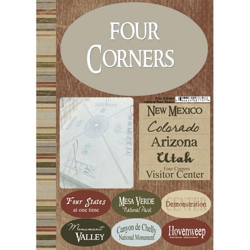 Scrapbook Customs - Travel Collection - National Park - Cardstock Stickers - Four Corners
